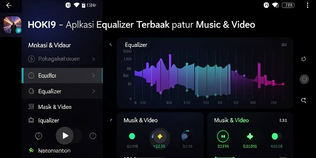 Antarmuka HOKI9 menampilkan kontrol Equalizer yang sederhana dan intuitif.