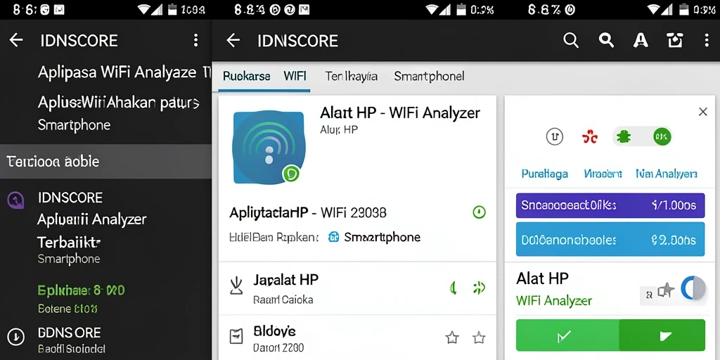Tampilan antarmuka IDNSCORE yang menampilkan fungsi WiFi Analyzer.