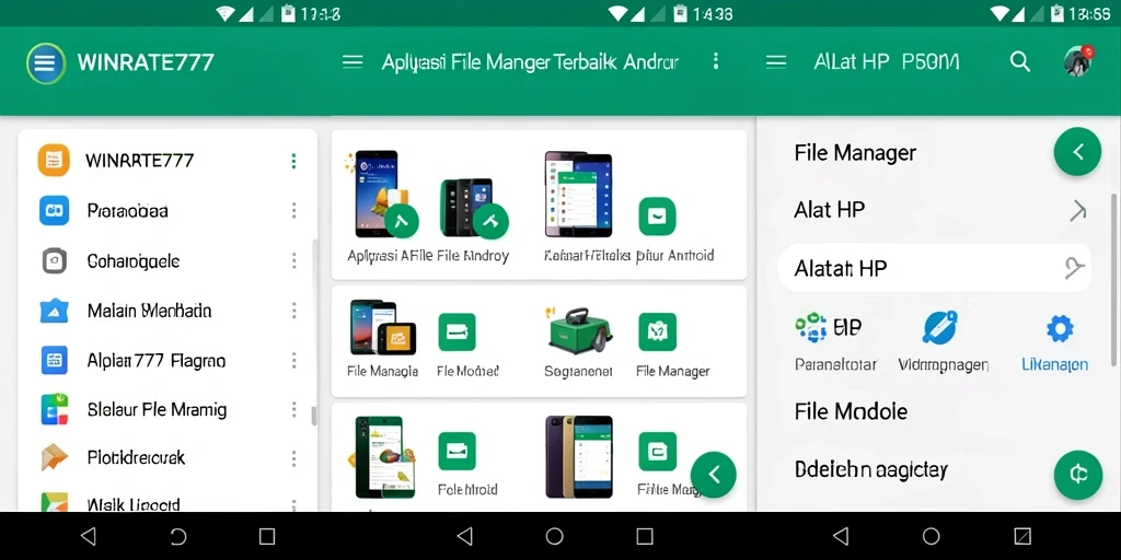 Tampilan antarmuka pengguna aplikas File Manager WINRATE777.