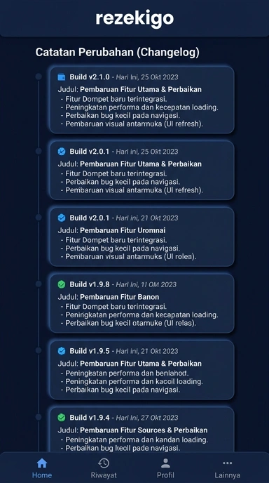 Riwayat Versi Aplikasi Rezekigo untuk Pengguna Android